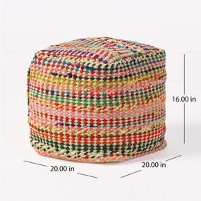 img 2 attached to 🪑 Stylish Marcela Hand Woven Fabric Pouf (Sage): Comfort and Elegance Combined