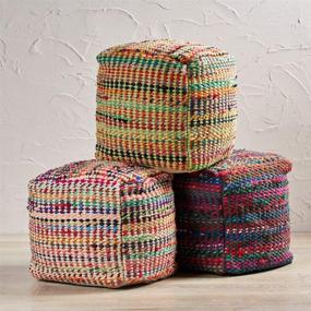 img 1 attached to 🪑 Stylish Marcela Hand Woven Fabric Pouf (Sage): Comfort and Elegance Combined