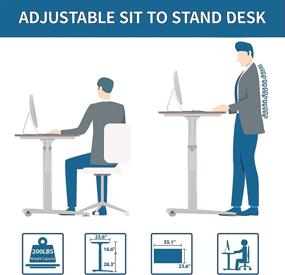 img 1 attached to 🏢 HOMHUM Height Adjustable Standing Desk - 55 x 24 Inch Electric Sit to Stand Table with Memory Settings, Splice Board, Large Mouse Pad - Ideal for Home Office Use - White Frame/Burlywood