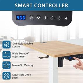 img 3 attached to 🏢 HOMHUM Height Adjustable Standing Desk - 55 x 24 Inch Electric Sit to Stand Table with Memory Settings, Splice Board, Large Mouse Pad - Ideal for Home Office Use - White Frame/Burlywood