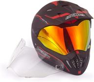 nenki nk-310 dot approved helmet with dual sport enduro motocross and motorcycle features, iridium red visor and clear visor included logo