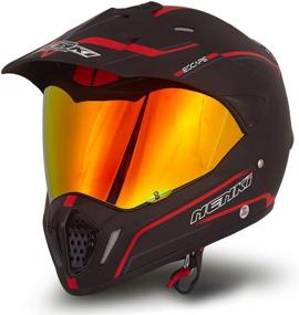 img 1 attached to NENKI NK-310 DOT Approved Helmet with Dual Sport Enduro Motocross and Motorcycle Features, Iridium Red Visor and Clear Visor Included