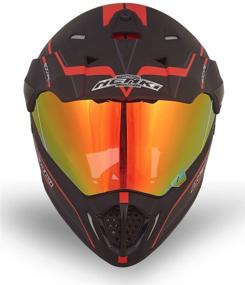 img 2 attached to NENKI NK-310 DOT Approved Helmet with Dual Sport Enduro Motocross and Motorcycle Features, Iridium Red Visor and Clear Visor Included