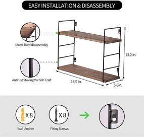 img 3 attached to 📚 Houthvige Premium Floating Shelves | Sturdy Metal Frame | Durable & Modern Room Decor | Easy to Install Wall Mounted Shelves | Ideal for Multiple Storage Needs | Perfect for Home & Office | Set of 5 Boards