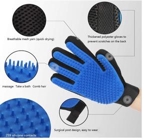 img 1 attached to 🐾 Efficient Pet Grooming Glove Hair Remover Brush - Gentle Deshedding and Massage Mitt for Dogs, Cats, Horses - Ideal for Long and Short Fur - Left & Right Hand - Blue - 1Pair