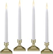 🕯️ pack of 4 612 vermont pewter led window candles with timer - patented warm white dual led flicker flame (6 hours on/18 hours off) logo