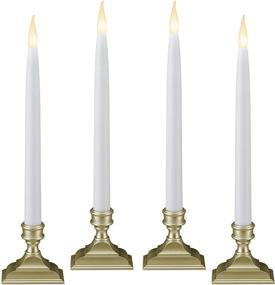 img 4 attached to 🕯️ Pack of 4 612 Vermont Pewter LED Window Candles with Timer - Patented Warm White Dual LED Flicker Flame (6 hours on/18 hours off)