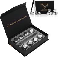 🧊 barluxia stainless steel ice cube gift set: 8 polygon reusable metal ice cubes, tongs & storage tray - whiskey rocks/chilling stones for whiskey, wine, cocktails, and more logo