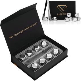 img 4 attached to 🧊 Barluxia Stainless Steel Ice Cube Gift Set: 8 Polygon Reusable Metal Ice Cubes, Tongs & Storage Tray - Whiskey Rocks/Chilling Stones for Whiskey, Wine, Cocktails, and More