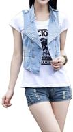 π jade hare women's cotton button up short slim denim vest - stylish sleeveless jean waistcoat jacket for trendy outfits logo