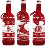 🎄 pack of 3 christmas wine bottle covers with snowflake, reindeer, and tree patterns - festive decoration for xmas parties, nightmare before christmas theme логотип