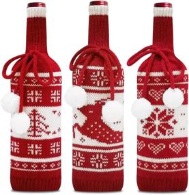 img 4 attached to 🎄 Pack of 3 Christmas Wine Bottle Covers with Snowflake, Reindeer, and Tree Patterns - Festive Decoration for Xmas Parties, Nightmare before Christmas Theme