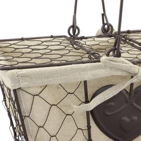 img 1 attached to 🐔 Stonebriar Farmhouse Metal Chicken Wire Picnic Basket - Hinged Lids, Handles, Heart Detail - Cream, 10.5 x 6.5