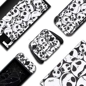 img 4 attached to 🎮 BelugaDesign Skulls Nintendo Switch Skin, Gothic Sticker Wrap Vinyl Decal, Nightmare Halloween Horror Theme, Compatible with Nintendo Switch (Standard Version, Black and White)