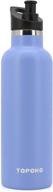 🔵 topoko 25 oz hydro double wall stainless steel water bottle - vacuum insulated flask, bite valve top, sweat & leak proof - keep cold for 24 hours (skyblue) logo