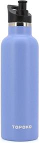 img 4 attached to 🔵 TOPOKO 25 OZ Hydro Double Wall Stainless Steel Water Bottle - Vacuum Insulated Flask, Bite Valve Top, Sweat & Leak Proof - Keep Cold for 24 Hours (Skyblue)