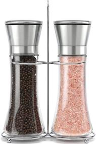 img 4 attached to 🧂 Premium Stainless Steel Salt and Pepper Grinder Set with Adjustable Coarseness - Includes Salt Holder Bottle for Easy Refilling