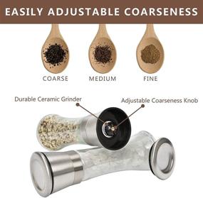 img 1 attached to 🧂 Premium Stainless Steel Salt and Pepper Grinder Set with Adjustable Coarseness - Includes Salt Holder Bottle for Easy Refilling