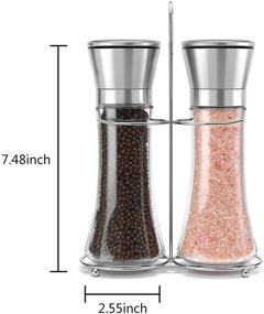 img 3 attached to 🧂 Premium Stainless Steel Salt and Pepper Grinder Set with Adjustable Coarseness - Includes Salt Holder Bottle for Easy Refilling