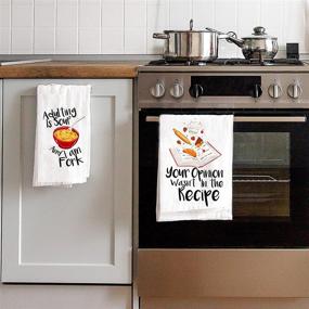 img 3 attached to Kitcha Funny Kitchen Towels and Dishcloths Sets of 4: Unique & Hilarious Dish Towels with Sayings, Ideal Housewarming & Kitchen Gifts