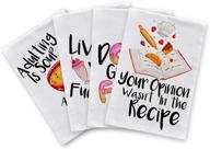 kitcha funny kitchen towels and dishcloths sets of 4: unique & hilarious dish towels with sayings, ideal housewarming & kitchen gifts logo