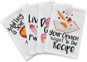 img 4 attached to Kitcha Funny Kitchen Towels and Dishcloths Sets of 4: Unique & Hilarious Dish Towels with Sayings, Ideal Housewarming & Kitchen Gifts