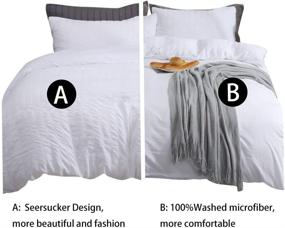 img 2 attached to 🛏️ AveLom White Duvet Cover Queen: Soft Washed Microfiber, Stripe 3 Piece Set with Zipper Closure & Corner Ties - Perfect for Men and Women