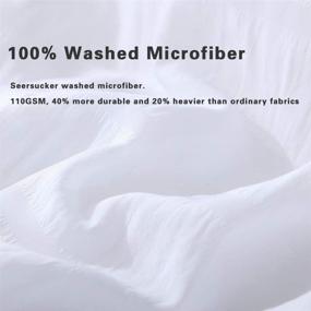 img 1 attached to 🛏️ AveLom White Duvet Cover Queen: Soft Washed Microfiber, Stripe 3 Piece Set with Zipper Closure & Corner Ties - Perfect for Men and Women