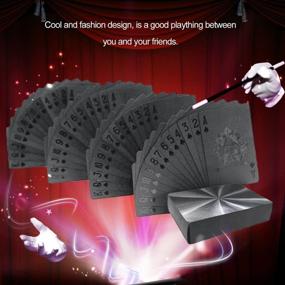 img 1 attached to 🃏 EMFK 54pcs/Pack Fashion Gold Foil Poker Novelty Collection: Waterproof PVC Plastic in Black Color