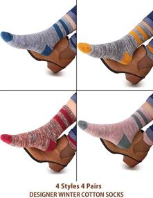 img 3 attached to 🧦 Stylish and Cozy: VERO MONTE Women's Striped Cotton Crew Socks - 4 Pairs of Thick Warm Socks for Women