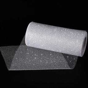 img 1 attached to 🎀 Silver Sparkling Tulle Ribbon Roll - Glitter Tulle Spool, 6 Inches by 25 Yards