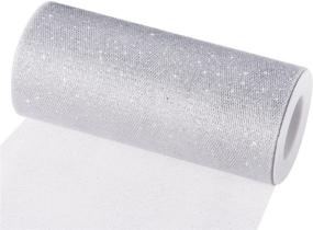 img 2 attached to 🎀 Silver Sparkling Tulle Ribbon Roll - Glitter Tulle Spool, 6 Inches by 25 Yards