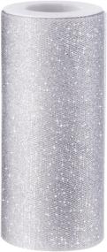 img 4 attached to 🎀 Silver Sparkling Tulle Ribbon Roll - Glitter Tulle Spool, 6 Inches by 25 Yards
