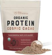 🌱 delicious and nutritious organic pea protein powder - cosmic cacao chocolate flavor | low-carb vegan protein blend with pea, brown rice, pumpkin, sacha inchi | 20 servings, 17 oz - by live conscious logo