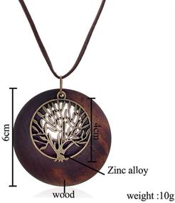 img 3 attached to 🎁 3Pcs Vintage Handmade Wooden Pendant With Cute Charms Long Leather Necklace Sweater Chain for Women - All-Match Style Gift