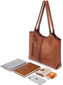 img 2 attached to Сумка BOSTANTEN женская из мягкой натуральной кожи с дизайнерским плечевым ремнем и верхней ручкой - стильная сумка-портфель