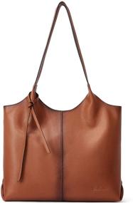 img 4 attached to 👜 BOSTANTEN Women's Soft Genuine Leather Designer Shoulder Tote Bag with Top Handle - Stylish Handbag Purse