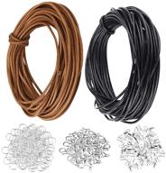 🎀 dxhycc genuine leather cord and jewelry findings set - 20 meters of 2mm leather necklace cord for diy bracelets, necklaces, and crafts (black+brown) logo