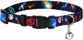 img 1 attached to 🐱 Galaxy Cat Collar with Bell - Space Pattern 2PCs - Adjustable Safety Breakaway Collars for Cats and Kittens - Black/Pink/Blue (Black + Pink)