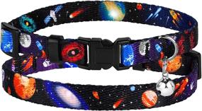 img 3 attached to 🐱 Galaxy Cat Collar with Bell - Space Pattern 2PCs - Adjustable Safety Breakaway Collars for Cats and Kittens - Black/Pink/Blue (Black + Pink)