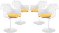 🪑 stylish and comfortable set: modway lippa mid-century modern yellow upholstered fabric swivel four dining armchairs logo