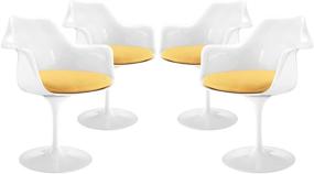 img 2 attached to 🪑 Stylish and Comfortable Set: Modway Lippa Mid-Century Modern Yellow Upholstered Fabric Swivel Four Dining Armchairs