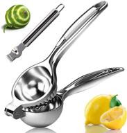 monkkino lemon squeezer juicer - stainless steel citrus handheld press with zester tool, manual lime juicer, bar accessory (2 pcs) logo