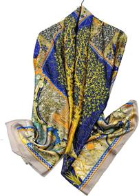 img 3 attached to 🌻 SunFlowers Shanlin Floral Satin Scarves: Women's Scarves & Wraps Accessories