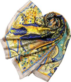 img 2 attached to 🌻 SunFlowers Shanlin Floral Satin Scarves: Women's Scarves & Wraps Accessories