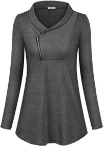 img 3 attached to 👚 Cyanstyle Women's Zipper Cowl Neck Long Sleeve Pullover: Solid Sporty Sweatshirts for Enhanced Style and Comfort