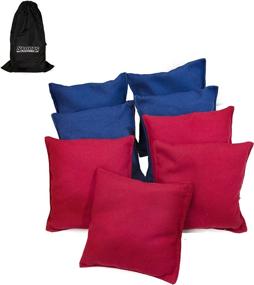 img 2 attached to 🌦️ All-Weather Duck Cloth Cornhole Bean Bag Set with Tote Bag - Sports Festival Premium Starter - Red & Blue (Total Count: 8)