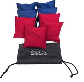 img 4 attached to 🌦️ All-Weather Duck Cloth Cornhole Bean Bag Set with Tote Bag - Sports Festival Premium Starter - Red & Blue (Total Count: 8)