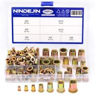 🔩 nindejin 166pcs rivet nuts assortment set flat head threaded inserts rivets nutserts kit 7 sizes carbon steel rivetnut (m3/ m4/ m5/ m6/ m8/ m10/ m12) - ultimate seo-optimized rivet nut assortment set in carbon steel with 7 thread sizes логотип