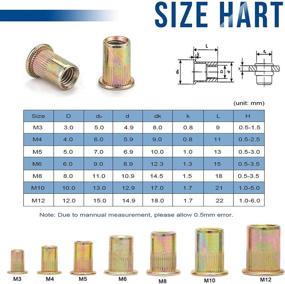 img 3 attached to 🔩 NINDEJIN 166PCS Rivet Nuts Assortment Set Flat Head Threaded Inserts Rivets Nutserts Kit 7 Sizes Carbon Steel Rivetnut (M3/ M4/ M5/ M6/ M8/ M10/ M12) - Ultimate SEO-Optimized Rivet Nut Assortment Set in Carbon Steel with 7 Thread Sizes